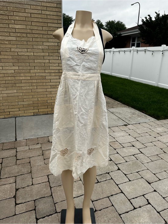 Boolchand’s Dresses & Skirts - Boolchand’s off-white cotton and lace bib apron.  Vintage